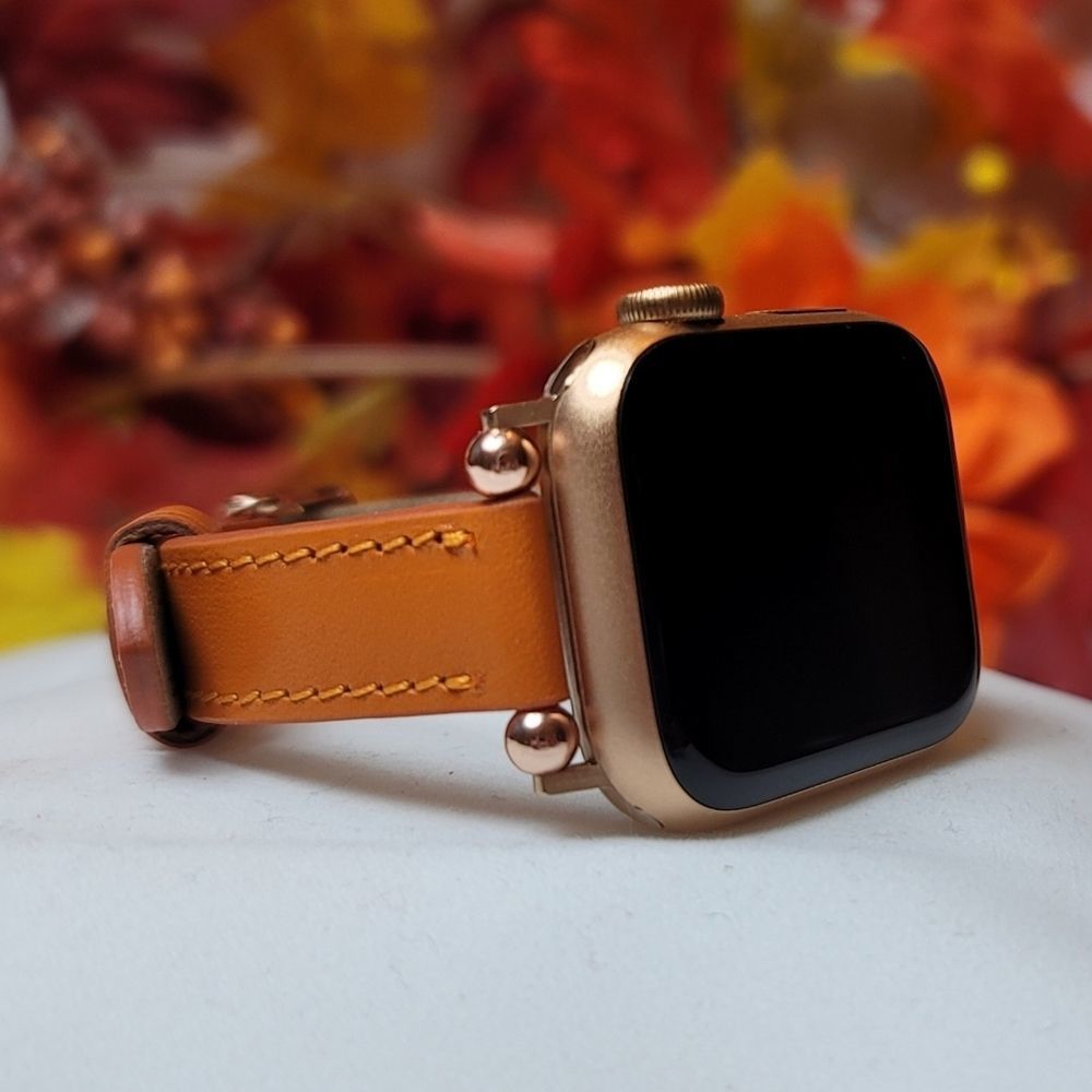 Apple Watch Replacement Leather Band in Orange